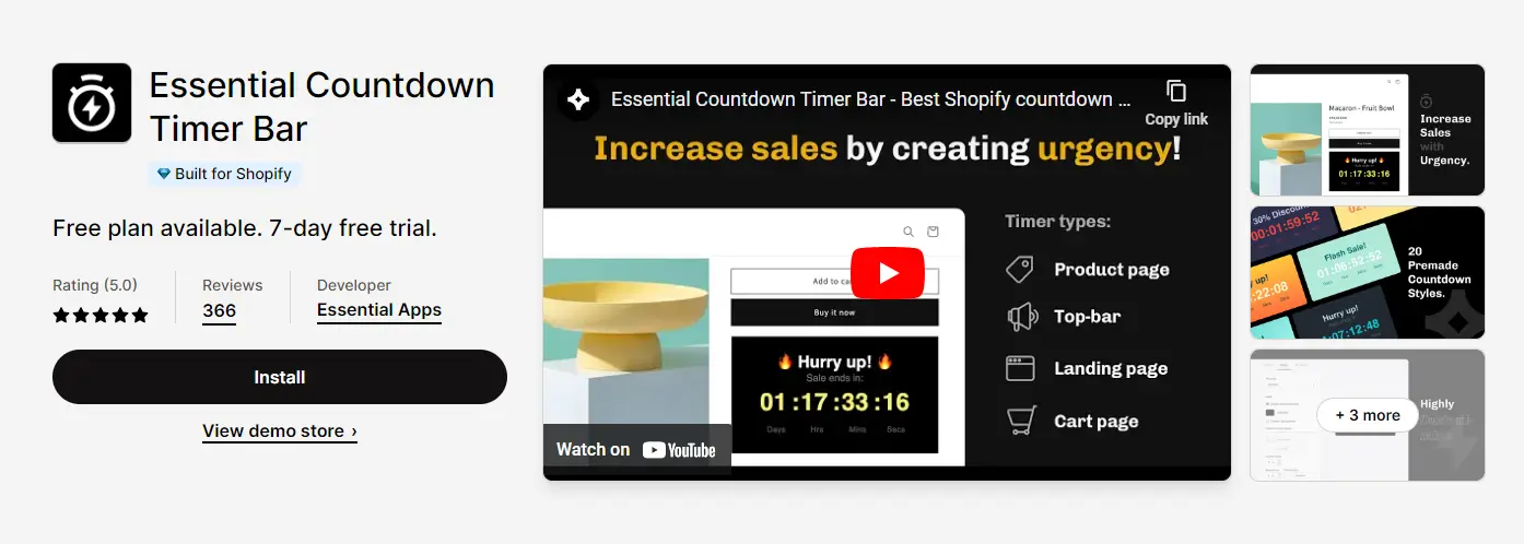 Essential Countdown Timer Bar - Flash Sale Countdown Timer