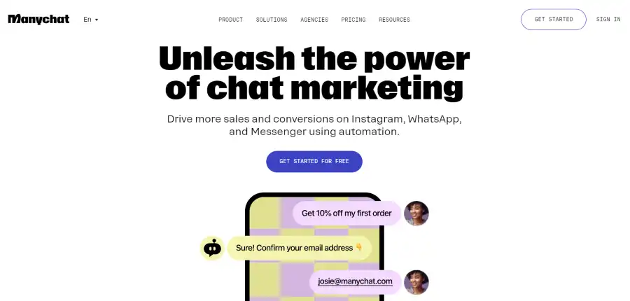 Manychat - Shopify chatbot apps