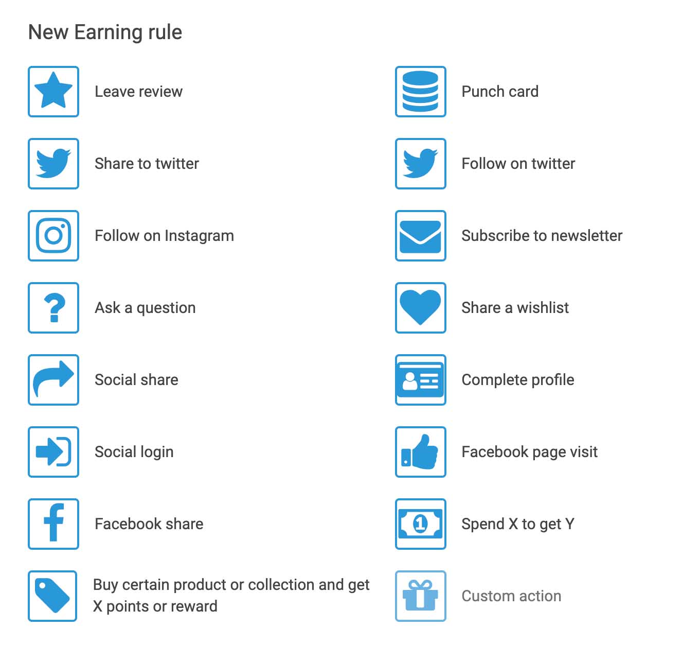 Growave Loyalty Earning rules