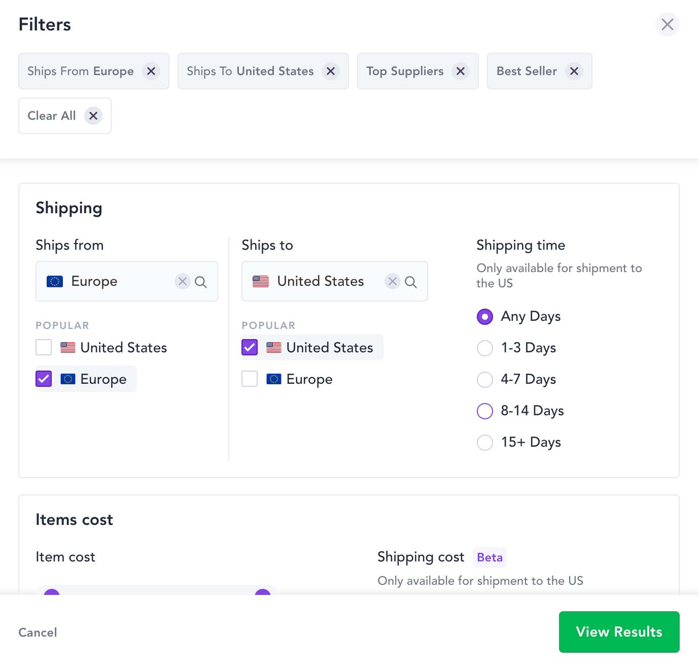 Spocket Product Filters