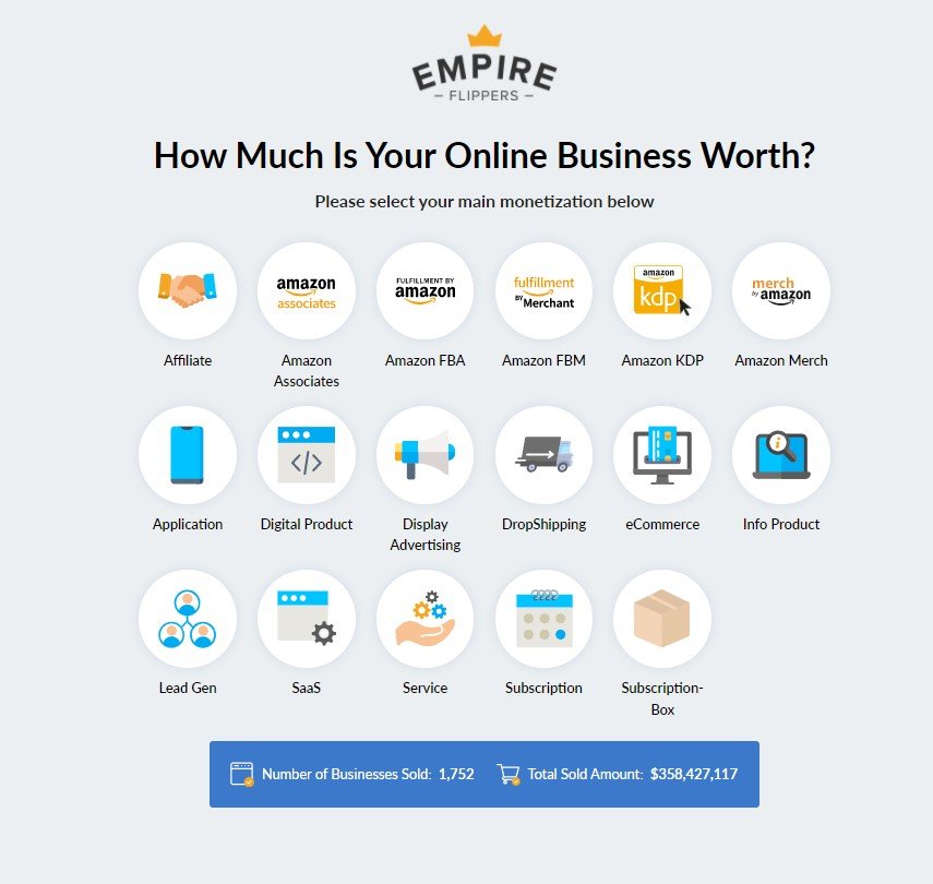 Empire Flippers Website Valuation Tool