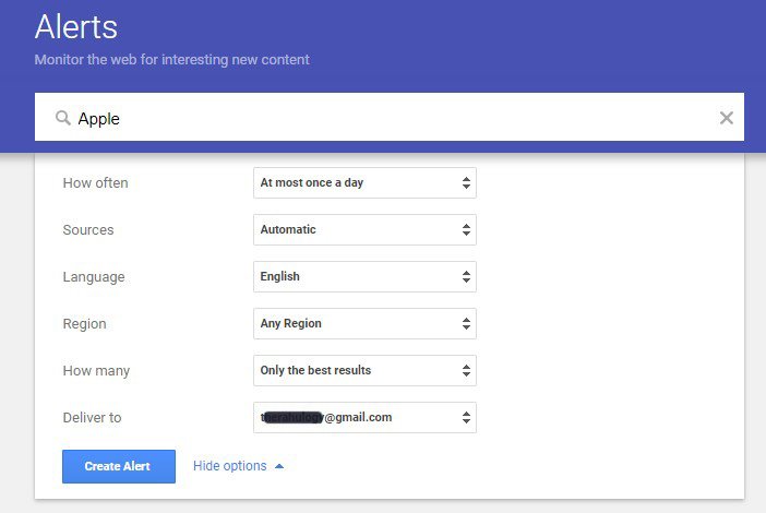 Create Google Alerts for your brand name