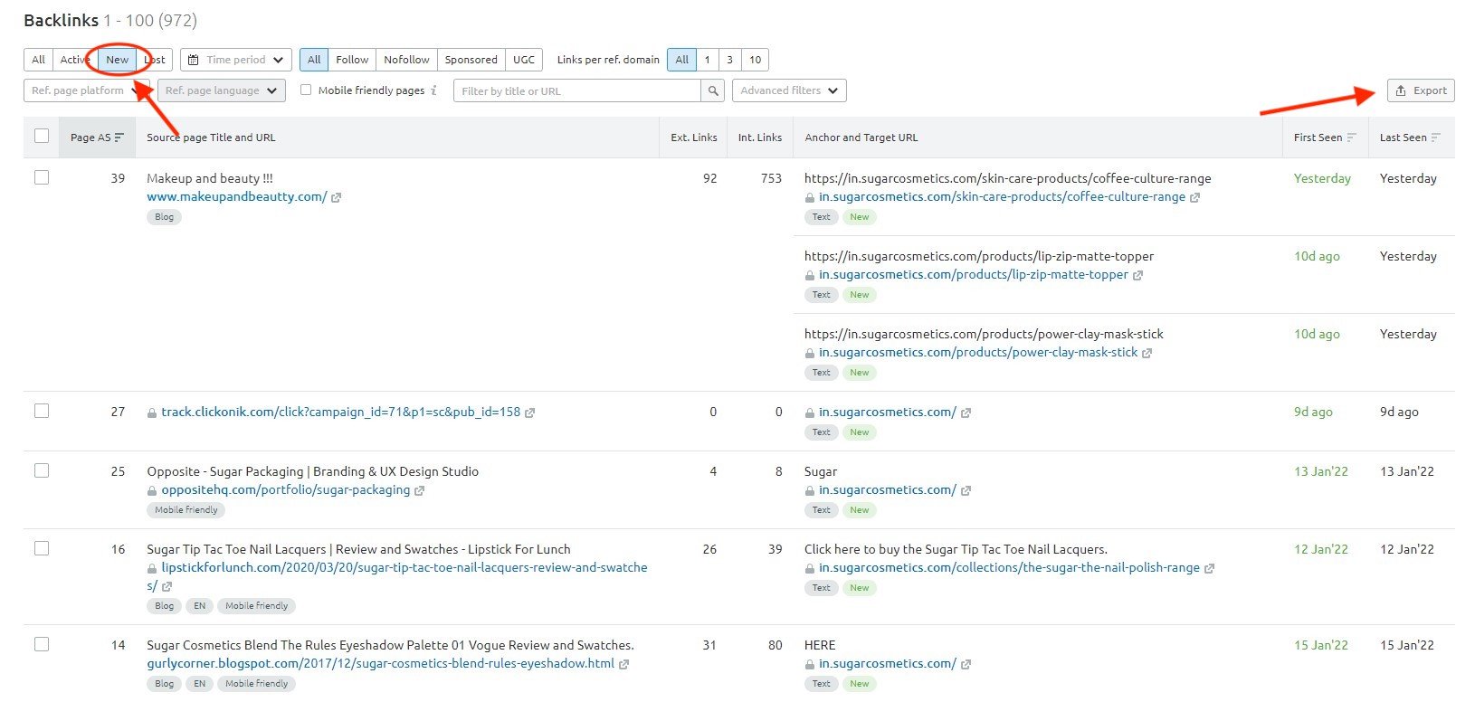 Semrush Backlinks domain list