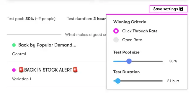 Drip A/B testing