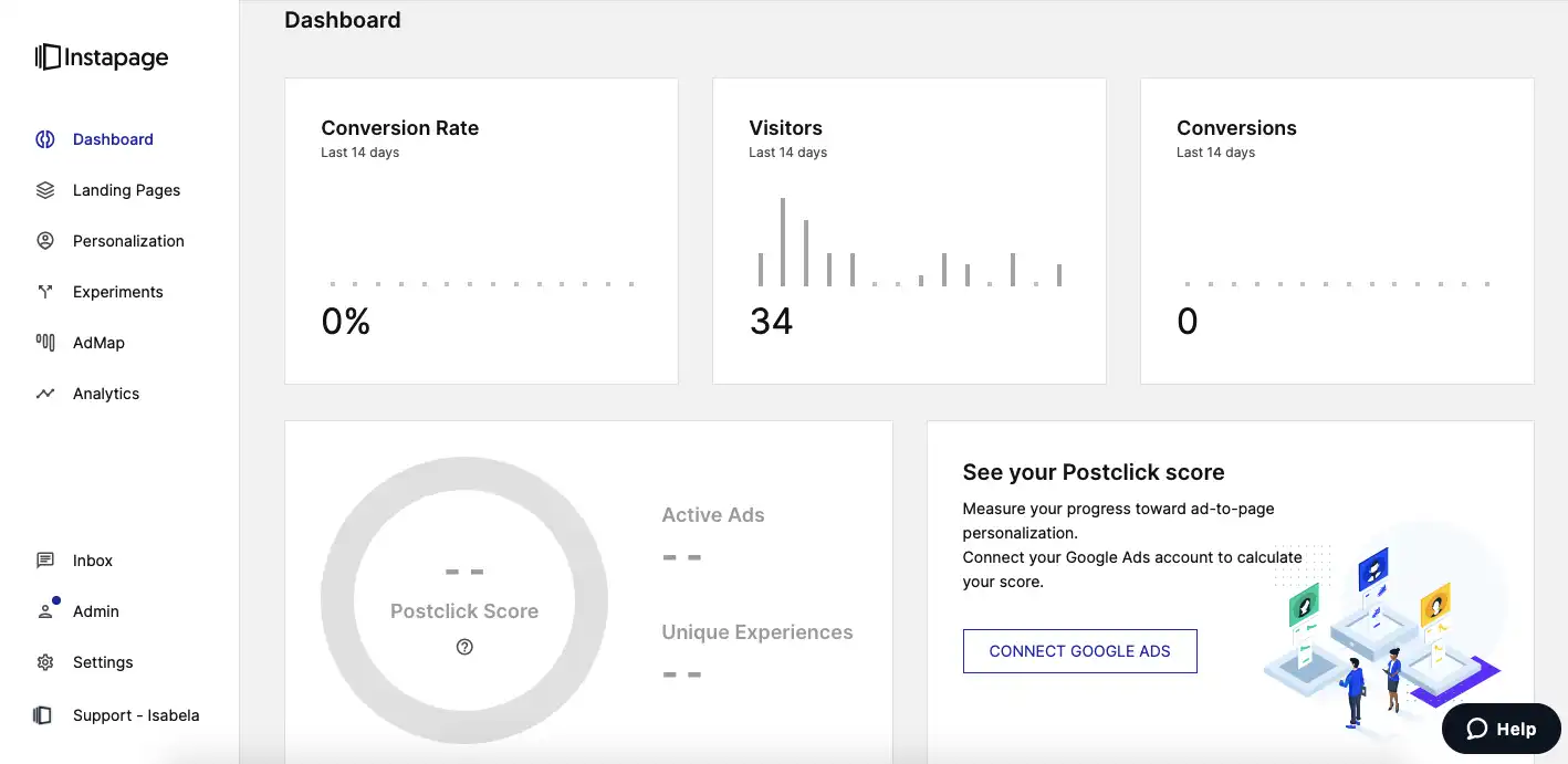 Instapage Dashboard