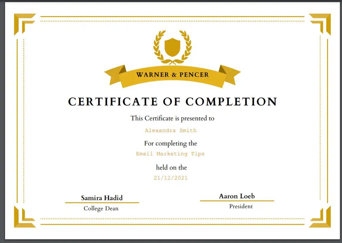 LearnWorlds certificate