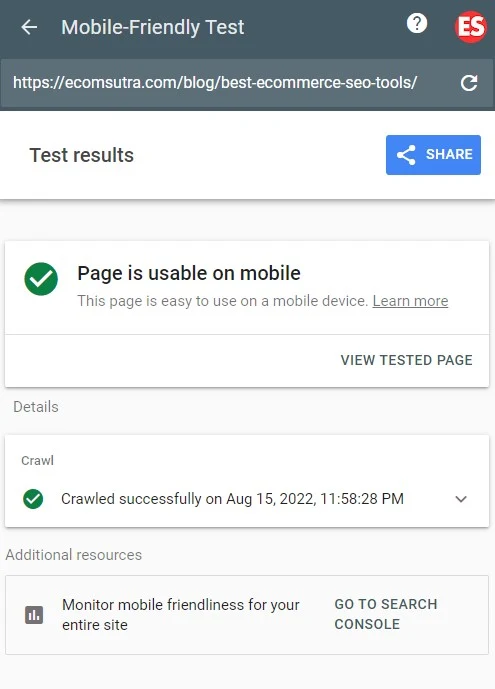 Google Mobile Friendly Test