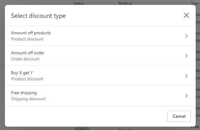 Shopify discount types