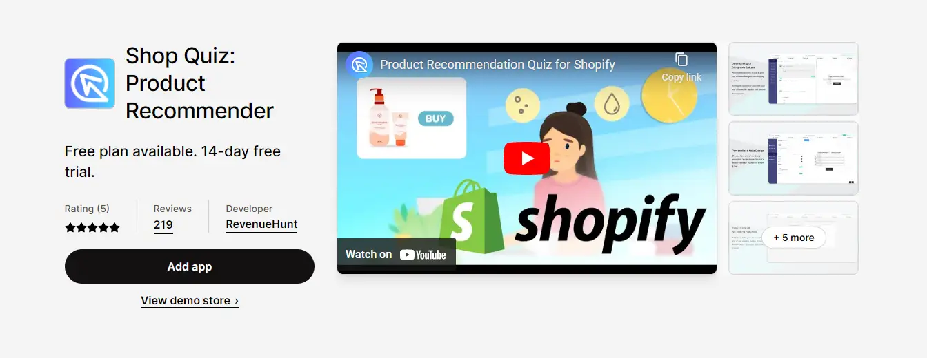 Product recommendation quiz and video quizzes for Shopify