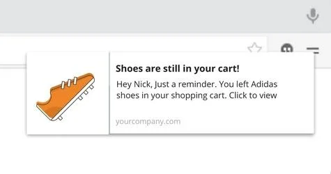 Abandoned Cart Push Notification Example