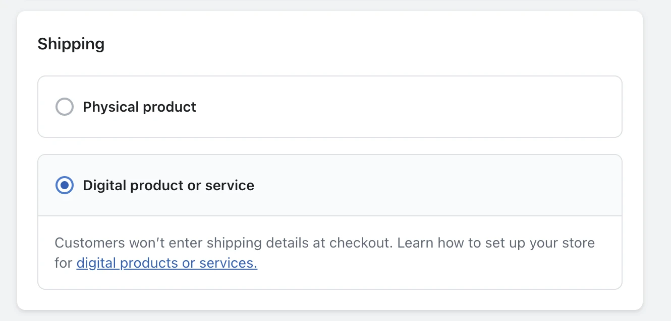 digital products or Services on Shopify