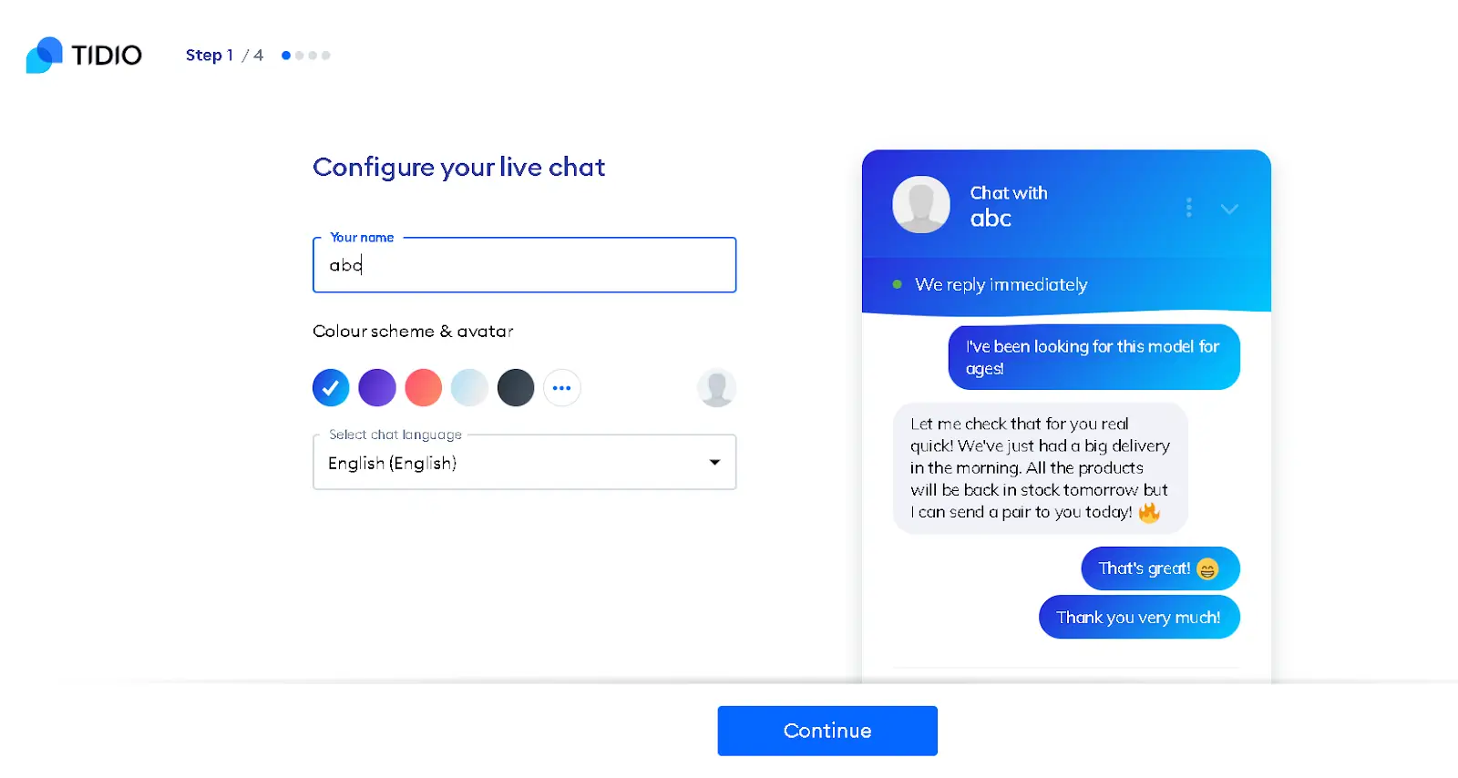 Tidio Live Chat widget customization