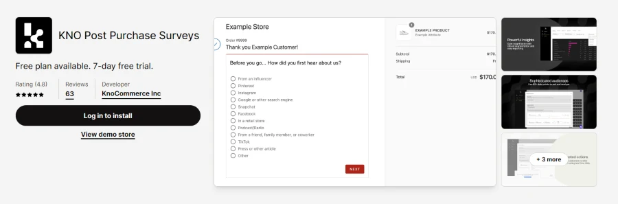 KNO Post Purchase Survey